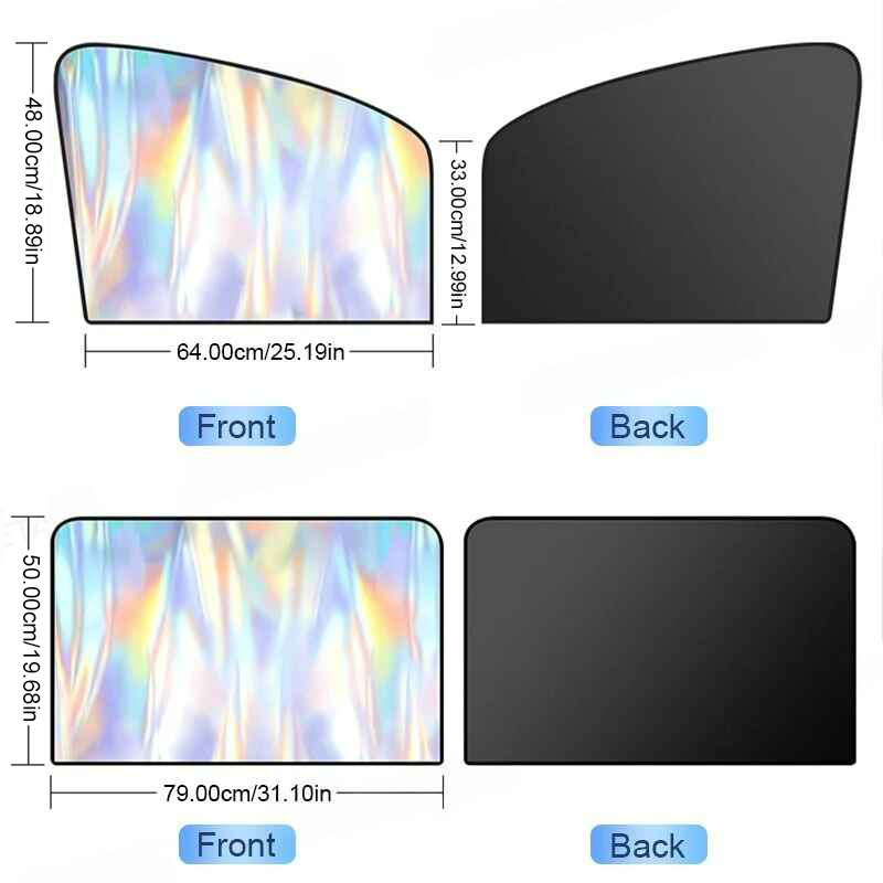 2Pcs Magnetic Car Side Window Sun Shade Curtains – UV Blocking Heat-Insulated Privacy Covers for Front & Rear Windows