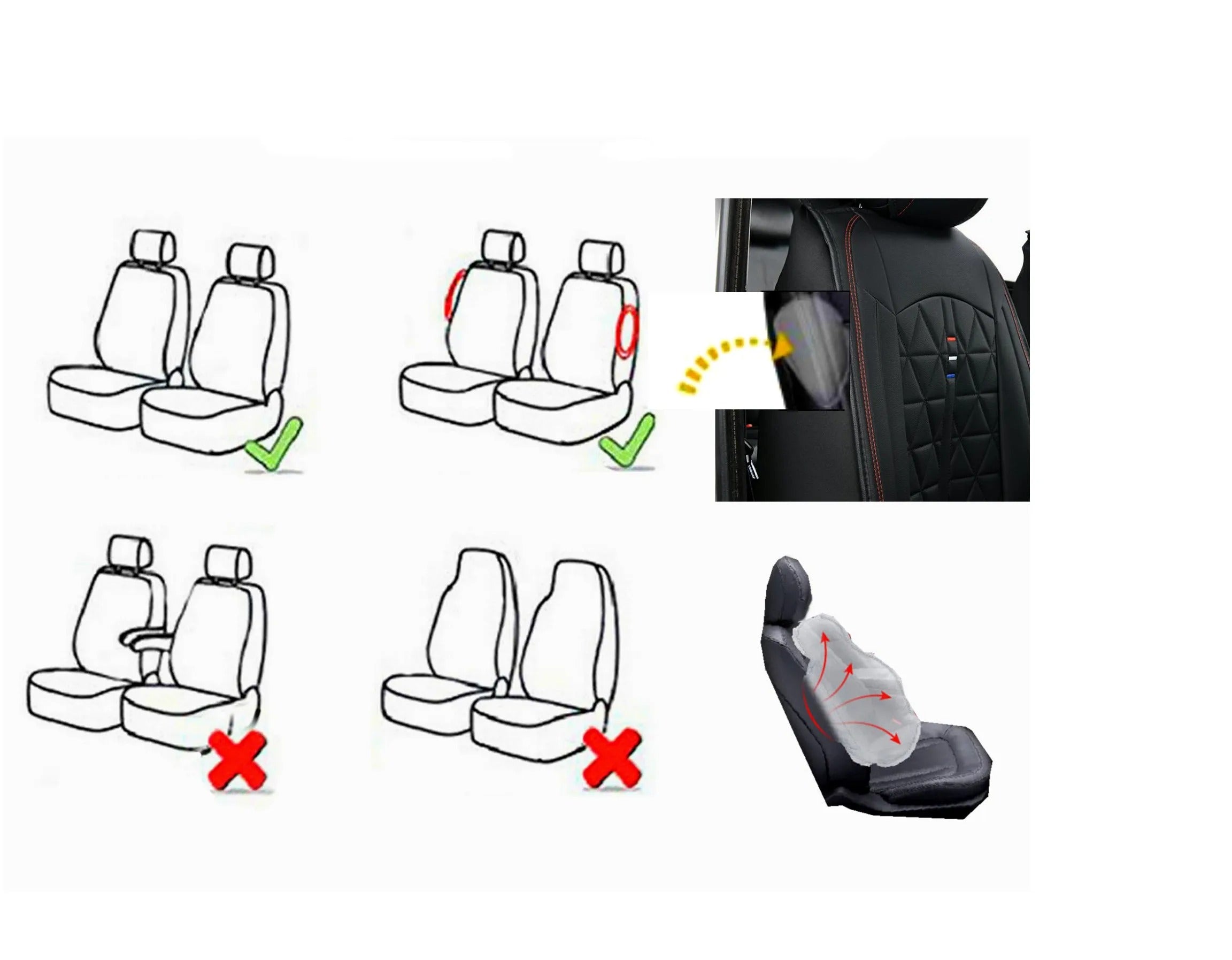 Premium Waterproof Faux Leather Seat Covers for Front 2 Seats - Universal Anti-Slip Car Seat Cushions - Delicate Leather