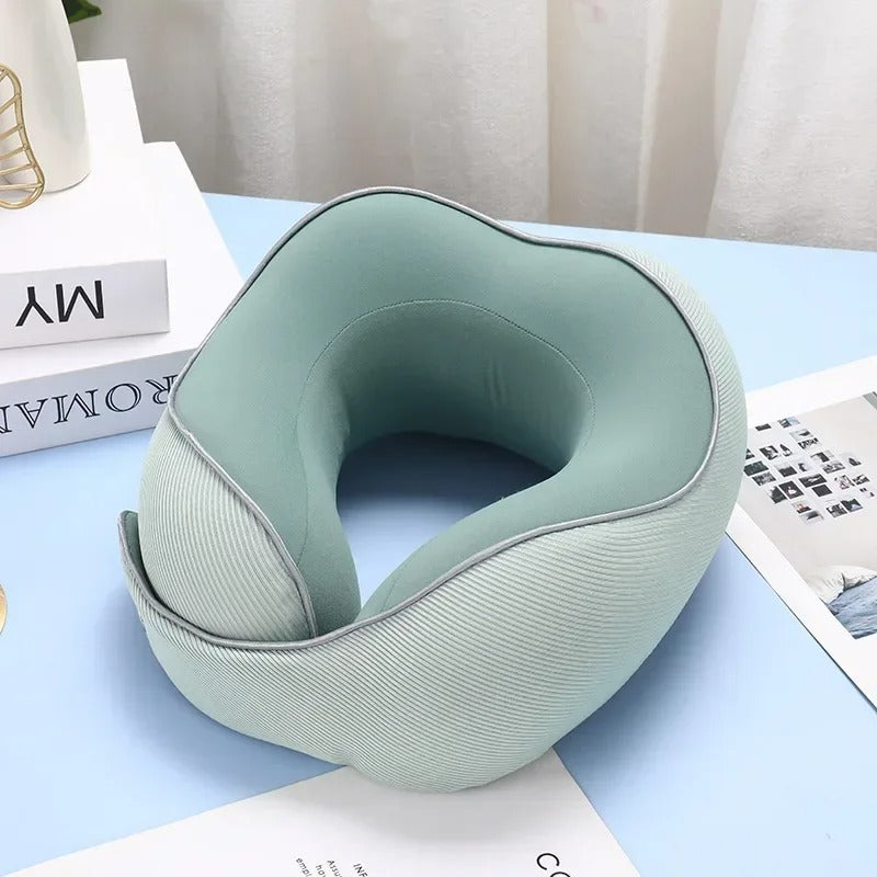 Portable U-Shaped Memory Cotton Travel Pillow – Disassemblable, Washable, and Magnetic Buckle Design - Delicate Leather