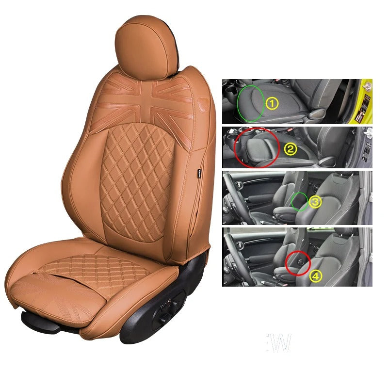 Custom Car Seat Covers for MINI Cooper F55/F56/F57 (2014-2023) – Durable PVC Leather Protection