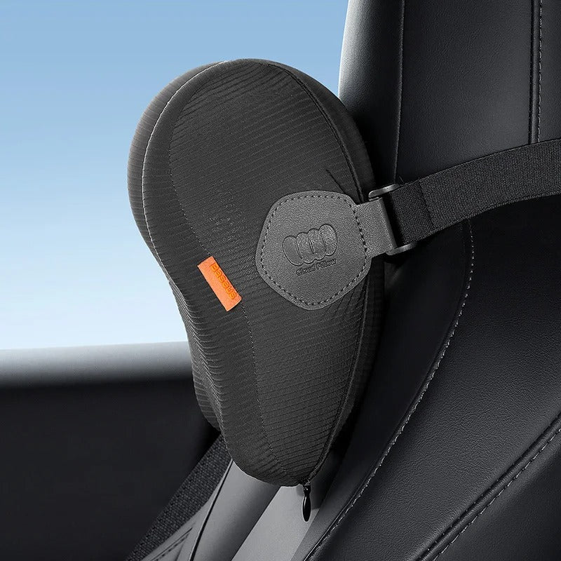 Car Headrest Neck and Waist Pillow – Cooling Gel Lumbar Cushion with Breathable Memory Cotton for Ergonomic Support - Delicate Leather