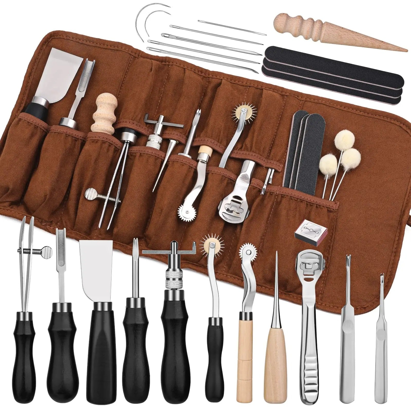 37-Piece Leather Work Tool Set – Comprehensive Kit for Beginners and Enthusiasts - Delicate Leather