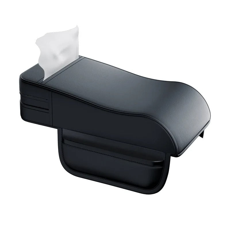 Universal Car Armrest Box Height Pad – Leather Elbow Rest Support with Tissue Holder
