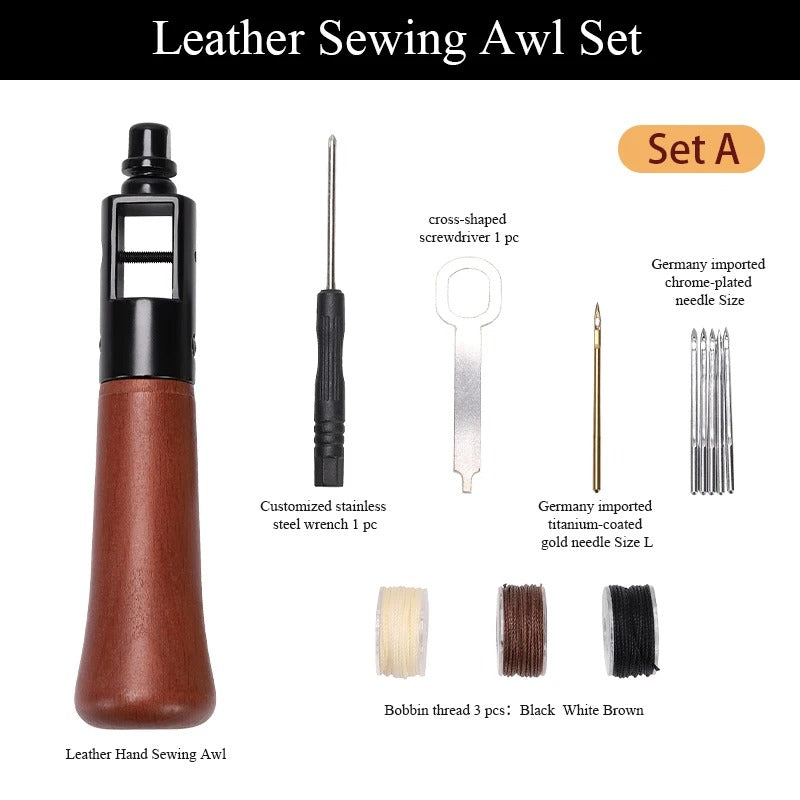 Leather Speedy Stitcher Sewing Awl Kit - DIY Leather Craft and Canvas Repair Tool - Delicate Leather