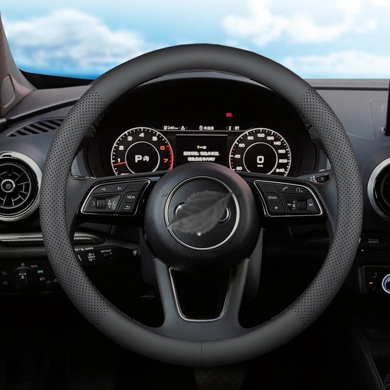 Universal Faux Leather Steering Wheel Cover - All-Season Comfort and Style - Delicate Leather