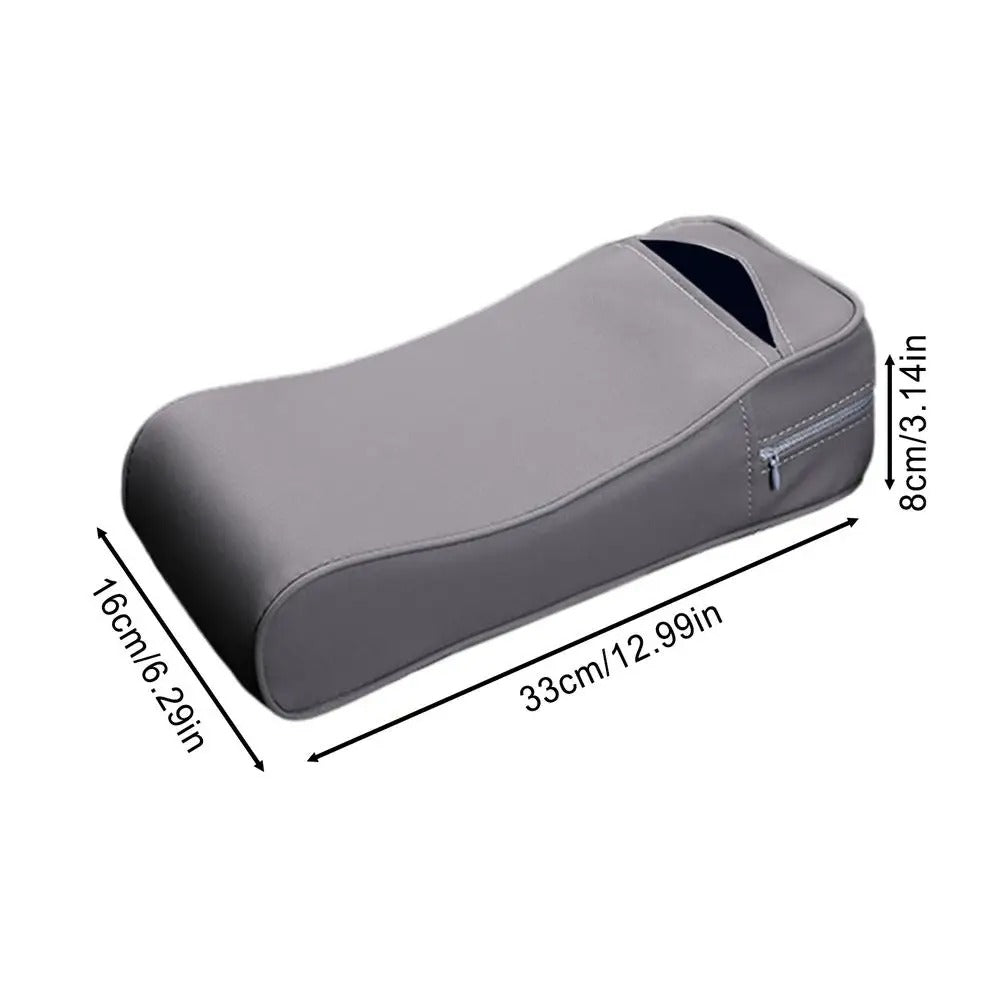 Car Armrest Cushion with Tissue Box – Center Console Pad for Comfort and Convenience - Delicate Leather