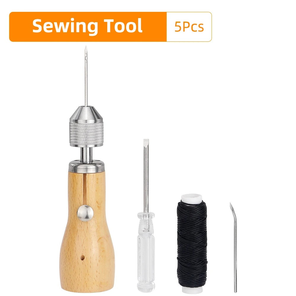 Speedy Stitcher Sewing Awl Kit - Professional Hand Stitching Tool for Leather & Heavy Fabrics - Delicate Leather