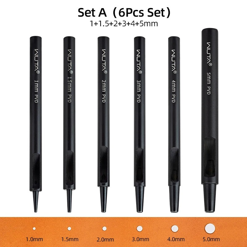 Plating Titanium Leather Hollow Punching Tool Set - Round Hole Puncher for DIY Crafts - Delicate Leather