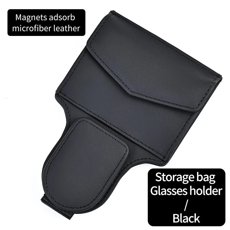 Multi-Functional Car Glasses Clip with Storage – Leather Organizer for Cards & Accessories - Delicate Leather