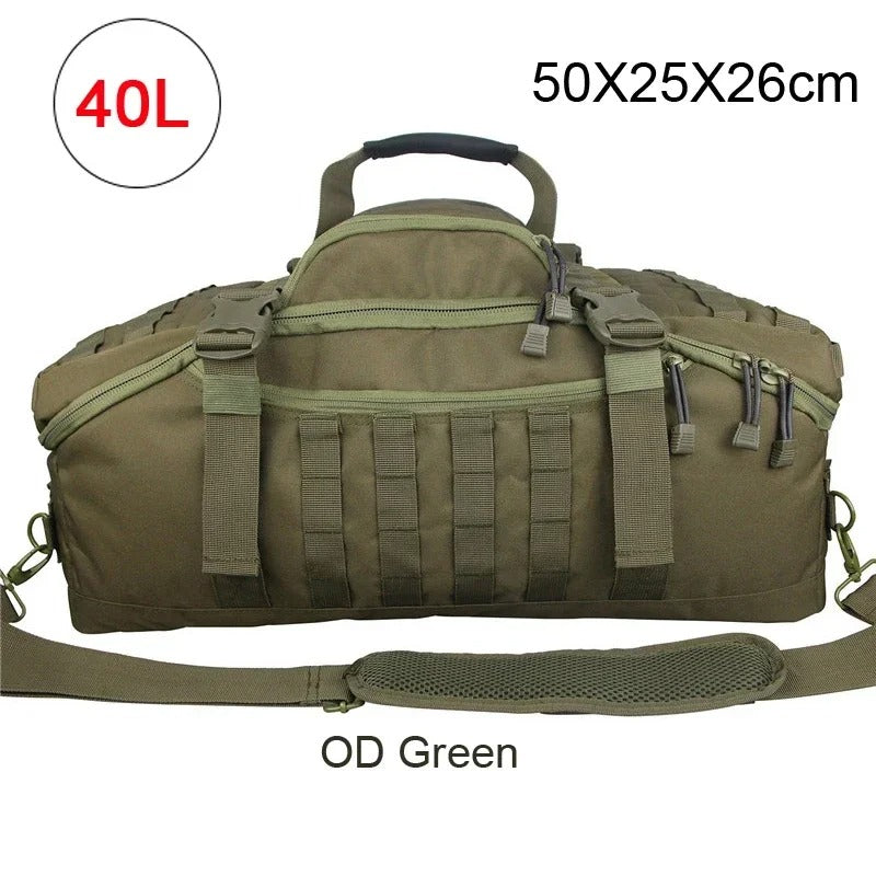 40L/60L/80L Molle Tactical Duffel Backpack – Multi-Function Gym, Travel & Outdoor Bag - Delicate Leather