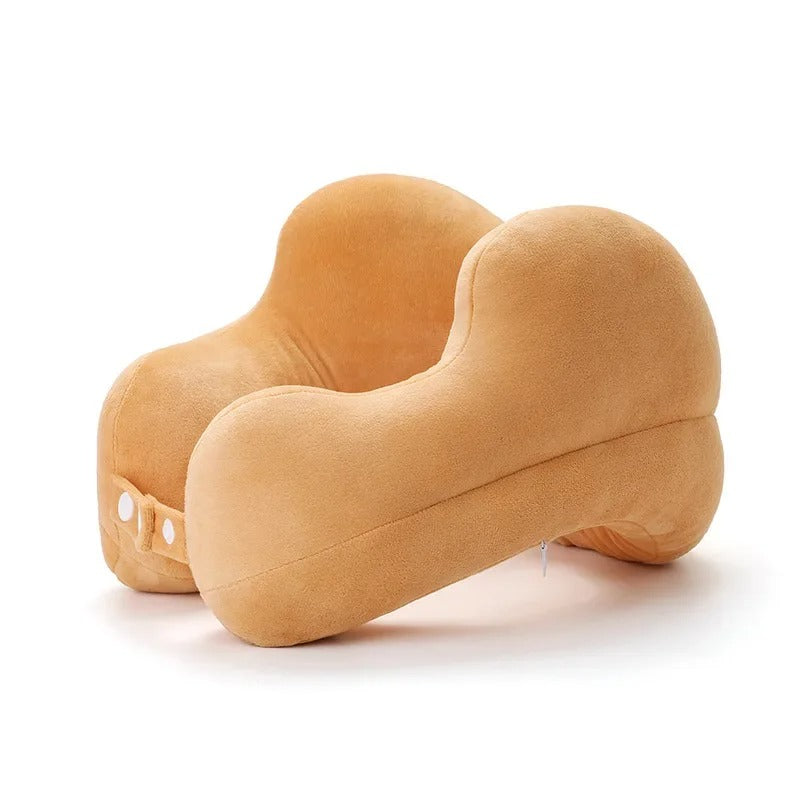 U-Shaped Neck Pillow – Camel Hump Design for Travel, Office, and Nap Comfort - Delicate Leather