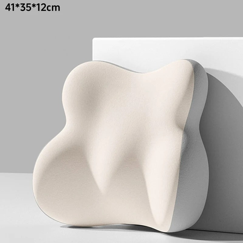 Memory Foam Lumbar Back Cushion – Multi-Functional Pain Relief Pillow for Car, Office, and Postpartum Waist Support - Delicate Leather