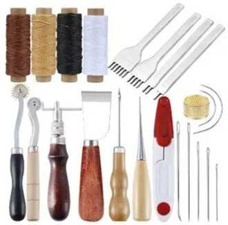 23-Piece Leather Sewing Tools Set – DIY Hand Stitching & Carving Kit for Leather Crafting