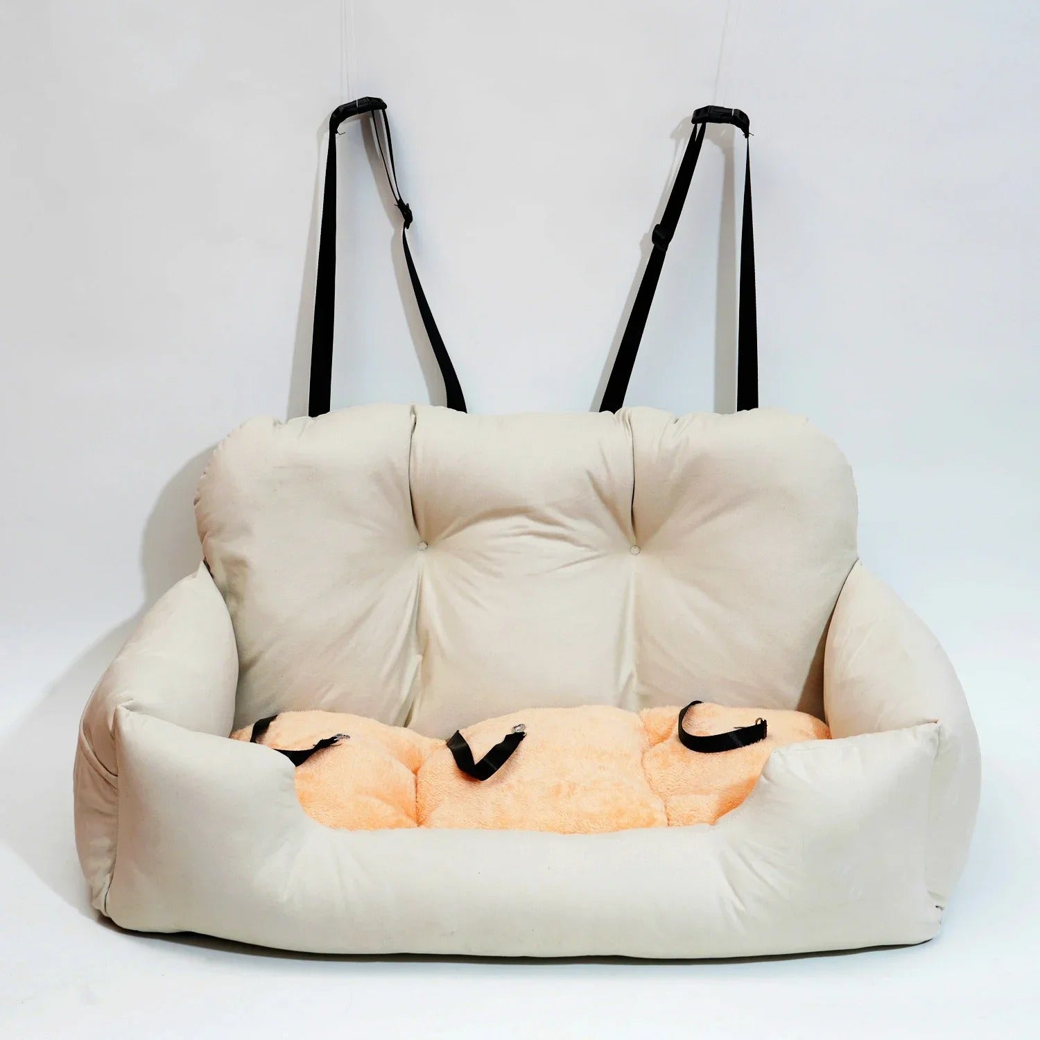 Luxury Removable Waterproof Dog Car Seat & Bed - Portable Travel Pet Carrier for Medium and Large Dogs - Delicate Leather