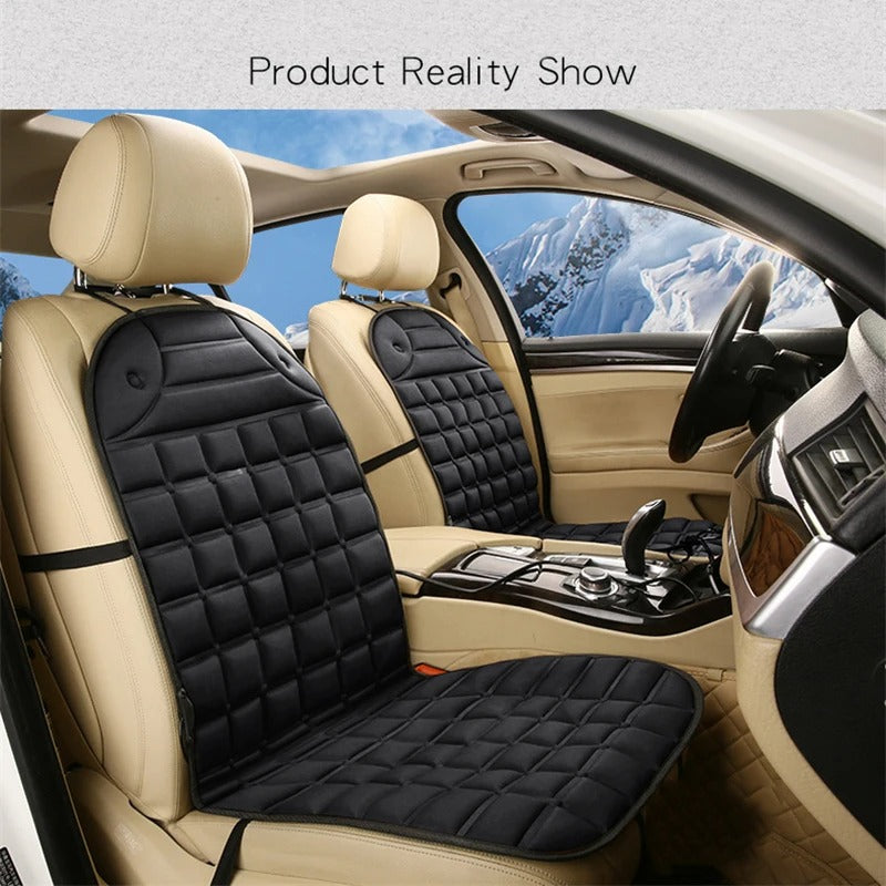 12V Car Heated Seat Cushion - Winter Heating Pad for One Seat - Delicate Leather