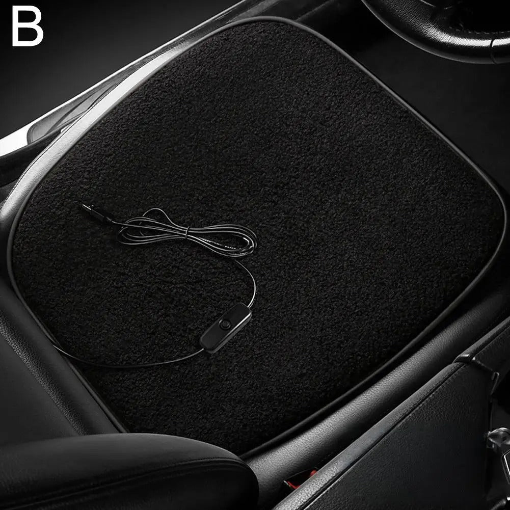 5V 12W USB Heated Seat Cushion – Winter Warmer Pad for Cars, Office, and Home - Delicate Leather