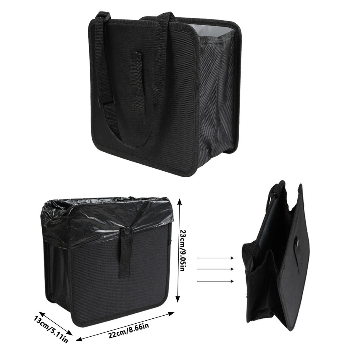 Foldable Waterproof Car Trash Can – 6.5L/8.5L Large Capacity Garbage Bag & Storage Organizer with Hanging Strap