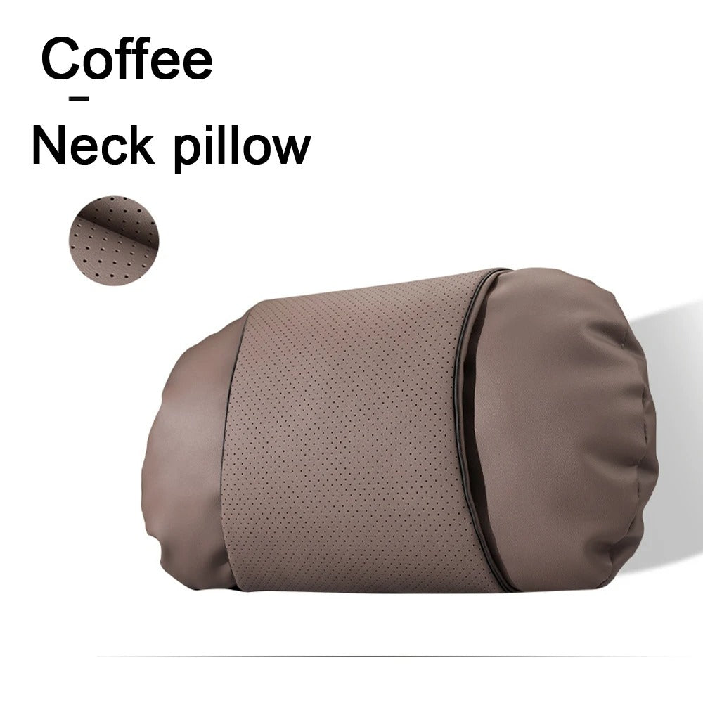 Orthopedic Memory Foam Seat Cushion & Back Support Pillow Set – Coccyx and Lumbar Relief for Office Chair & Car - Delicate Leather