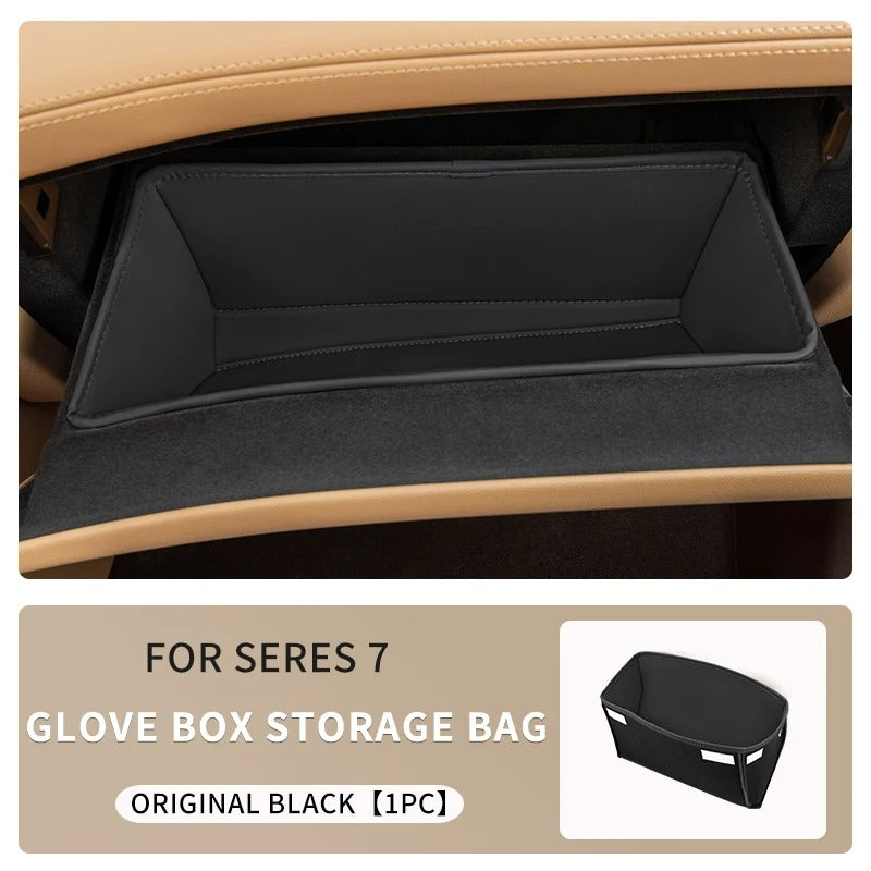 PU Leather Glove Box Storage Bag – Center Console Organizer - Delicate Leather