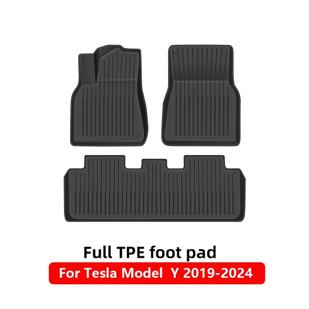 TPE Waterproof Non-Slip Floor Mats for Tesla Model 3/Y (2019-2024) - All-Weather Protection and Eco-Friendly Car Accessories - Delicate Leather