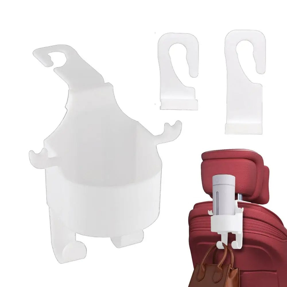 Multifunctional Car Seat Cup Holder - Headrest Drink Holder & Hanger for Beverages, Bottles, and Coffee Cups - Delicate Leather