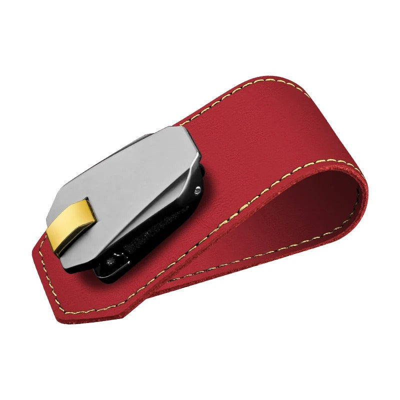 Car Glasses Clip – Multi-Functional Cowhide Sunglasses Holder with Pulley Design - Delicate Leather