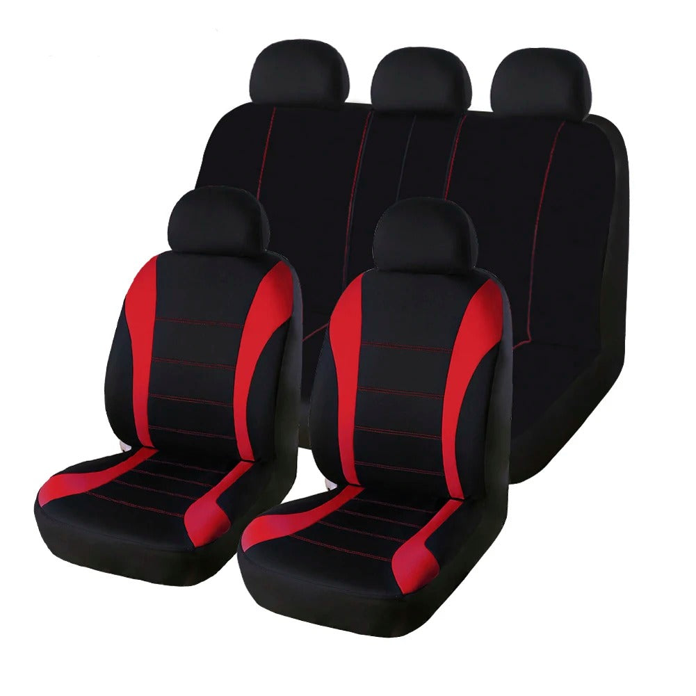 AUTO HIGH Universal Red Car Seat Covers Full Set - Front & Rear Protection for Cars, Trucks, SUVs, Vans - Delicate Leather
