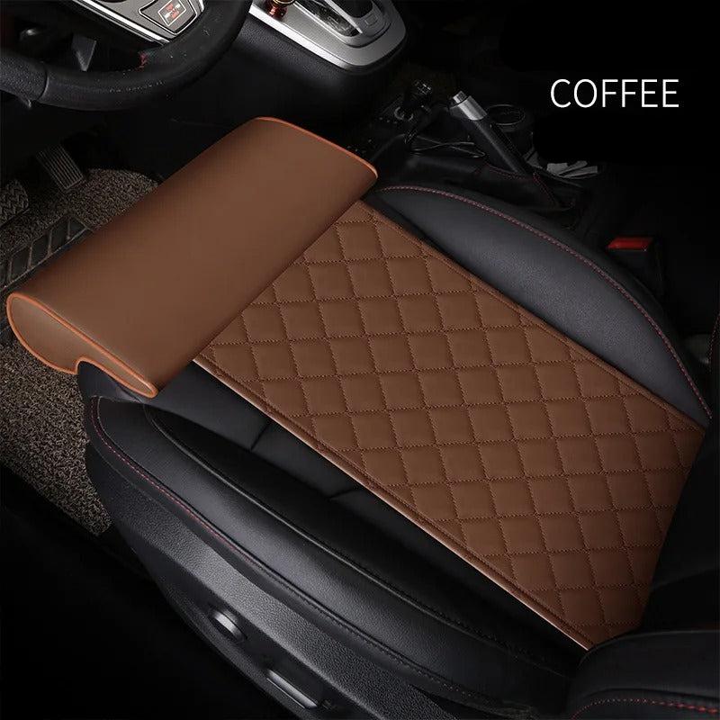 Leather Car Seat Extender Cushion – Memory Foam Leg Support Pillow for Long-Distance Driving and Office Use