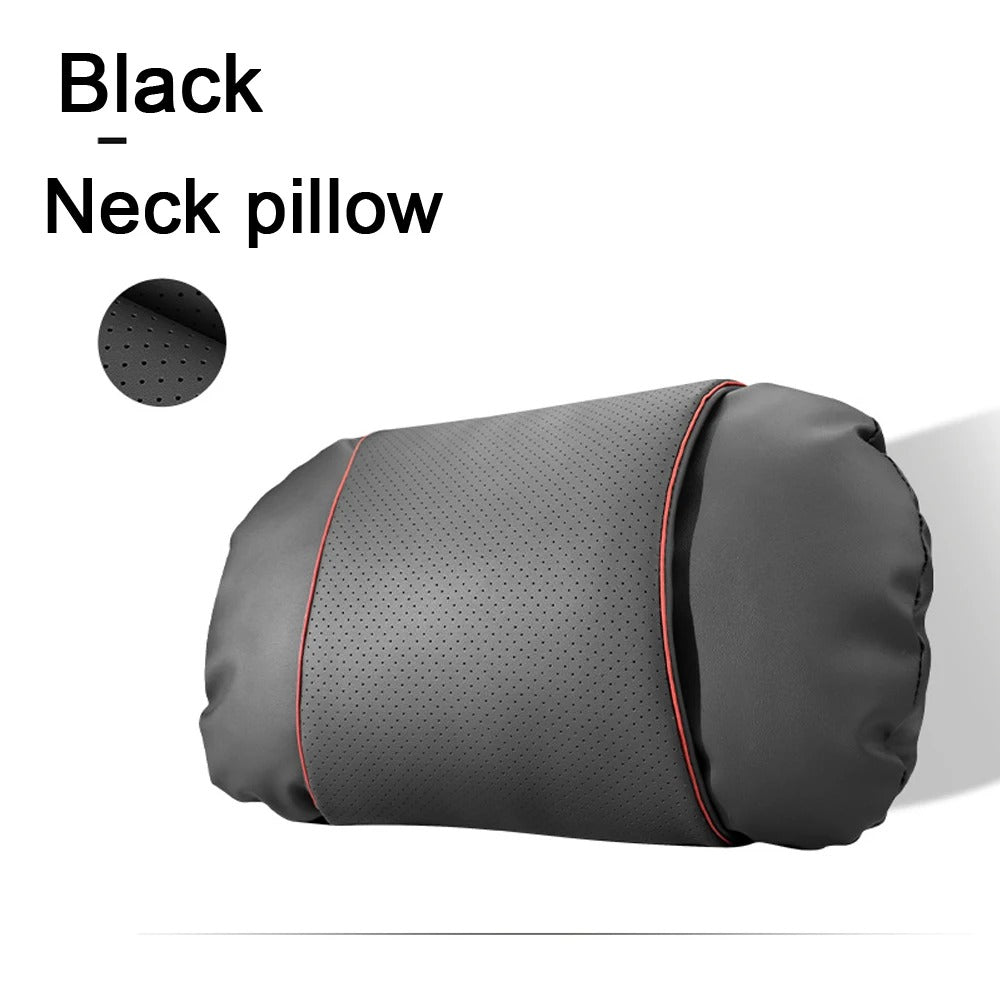 Luxury Nappa Leather Car Neck Pillow – Ergonomic Headrest Support for Car