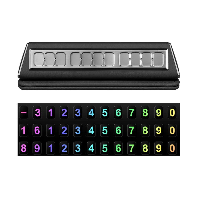 Car Leather Temporary Parking Plate – Mobile Phone Number Display Card for Cars - Delicate Leather