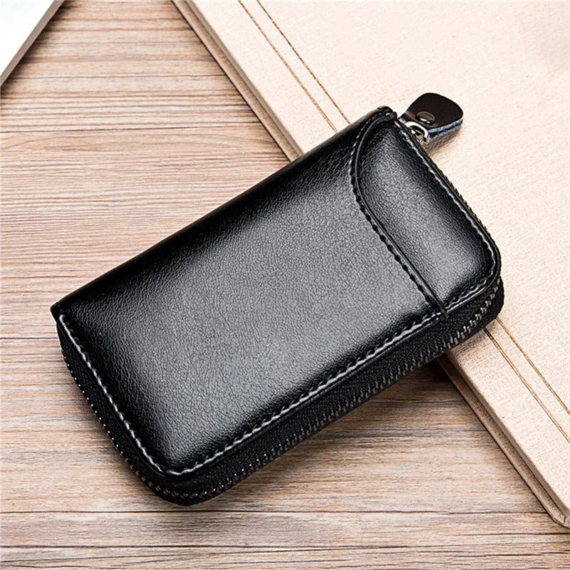 Leather Key Case Organizer Pouch – Car Key Wallet with Card Holder for Men & Women | Multi-Function Keychain Bag - Delicate Leather