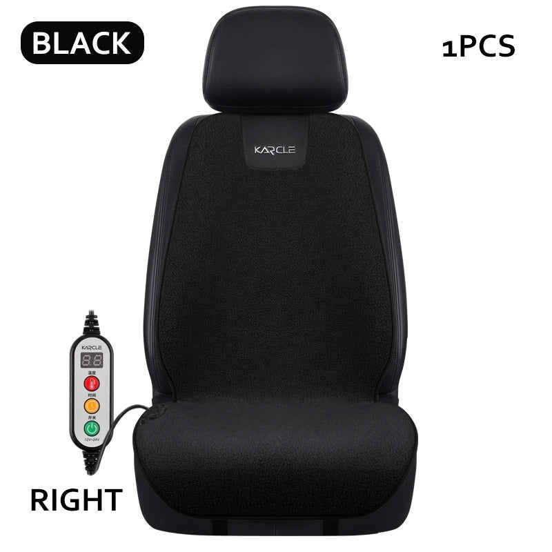 Heated Fleece Car Seat Cover with Graphene Heating – Fast Warm Plush Seat Protector for Winter - Delicate Leather