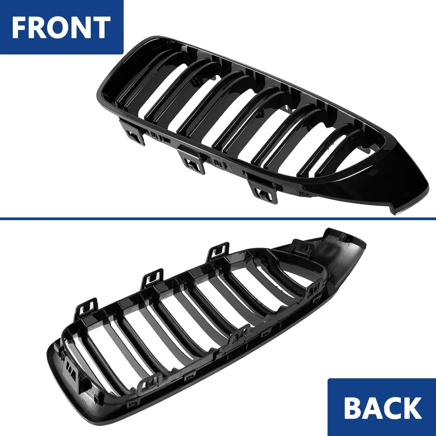 Gloss Black Double Slats Front Kidney Grille for BMW 4 Series F32/F33/F36 & M3/M4 (2013-2019)