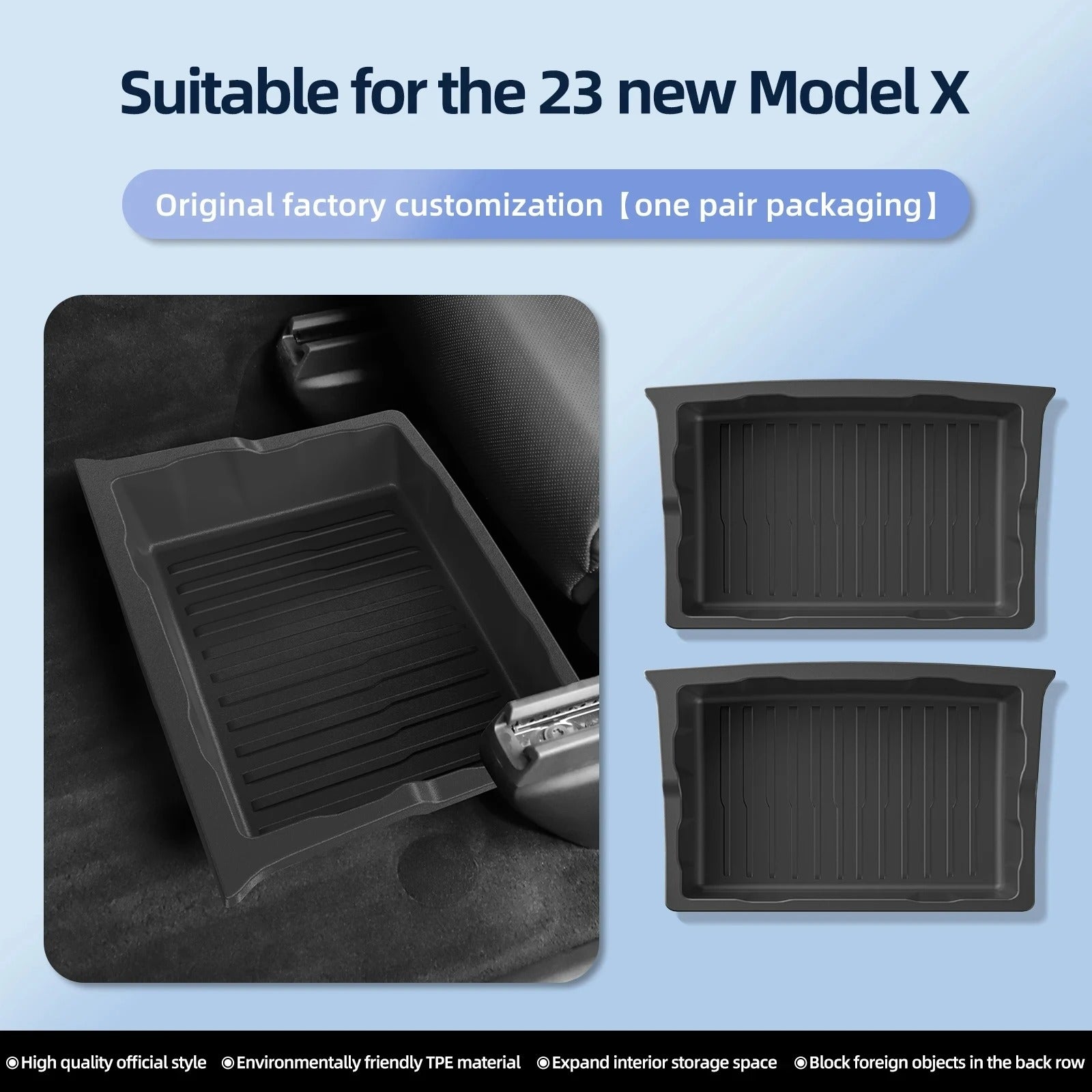 Tesla Model X Under Seat Storage Box – Drawer-Type Organizer for Car Interior (2023-2024) - Delicate Leather