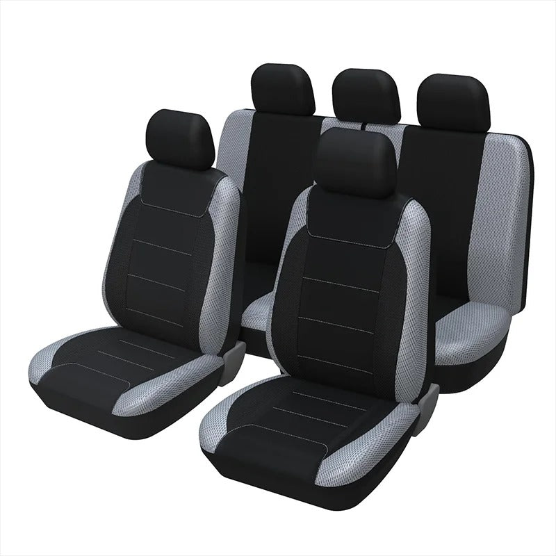 Full Set Car Seat Covers – Polyester Sandwich Material, Universal Fit for 5-Seater Vehicles, Airbag Compatible, for Car - Delicate Leather