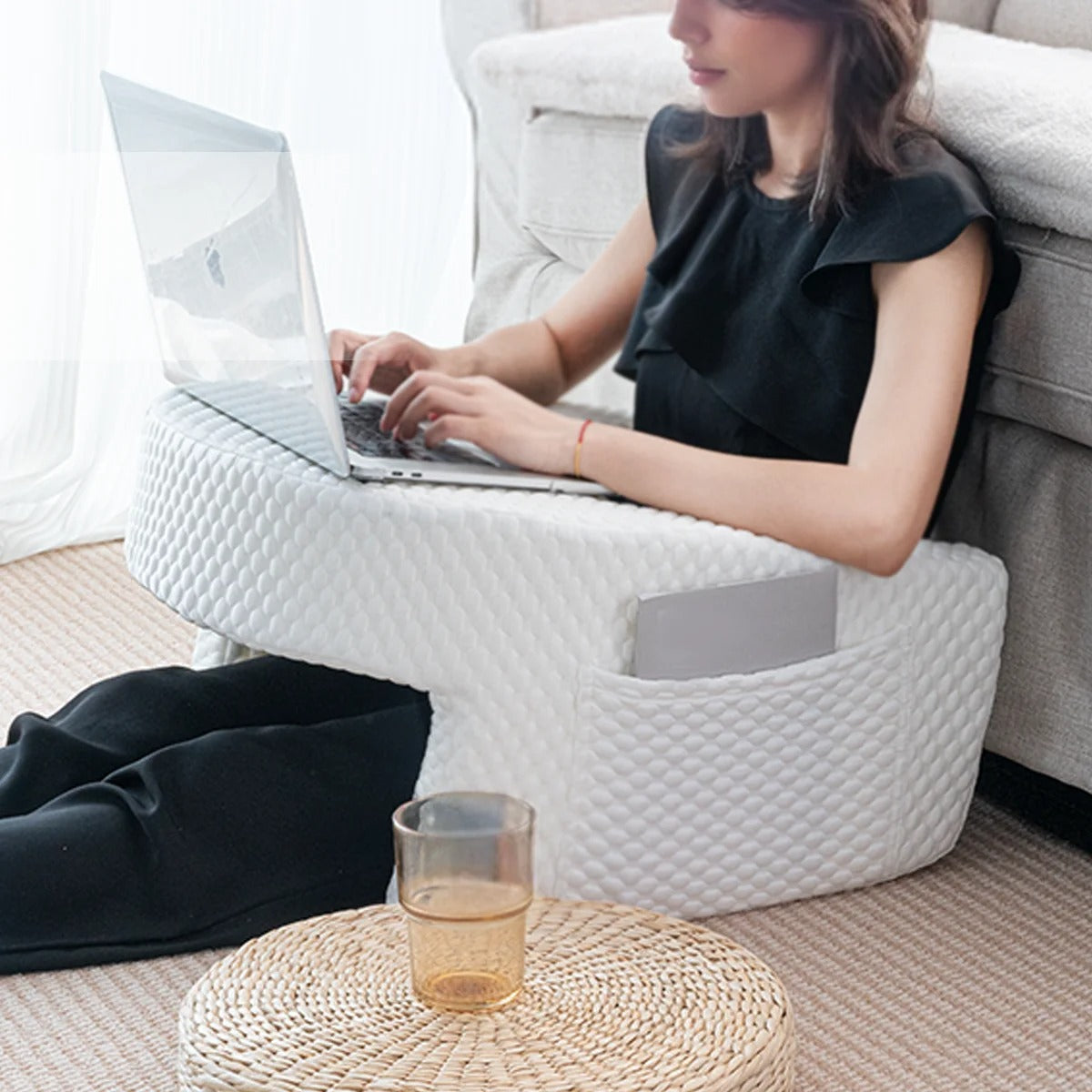 Soft Reading Pillow with Arm Rests – Lap Desk Pillow for Gaming, Working, and Relaxing - Delicate Leather