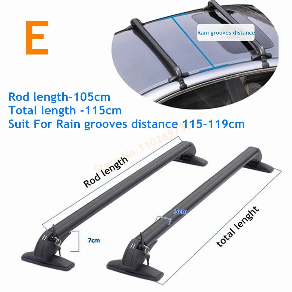 Universal Car Roof Mounting Rack Rail Bar - Black Aluminum Luggage Carrier with Lock - Delicate Leather