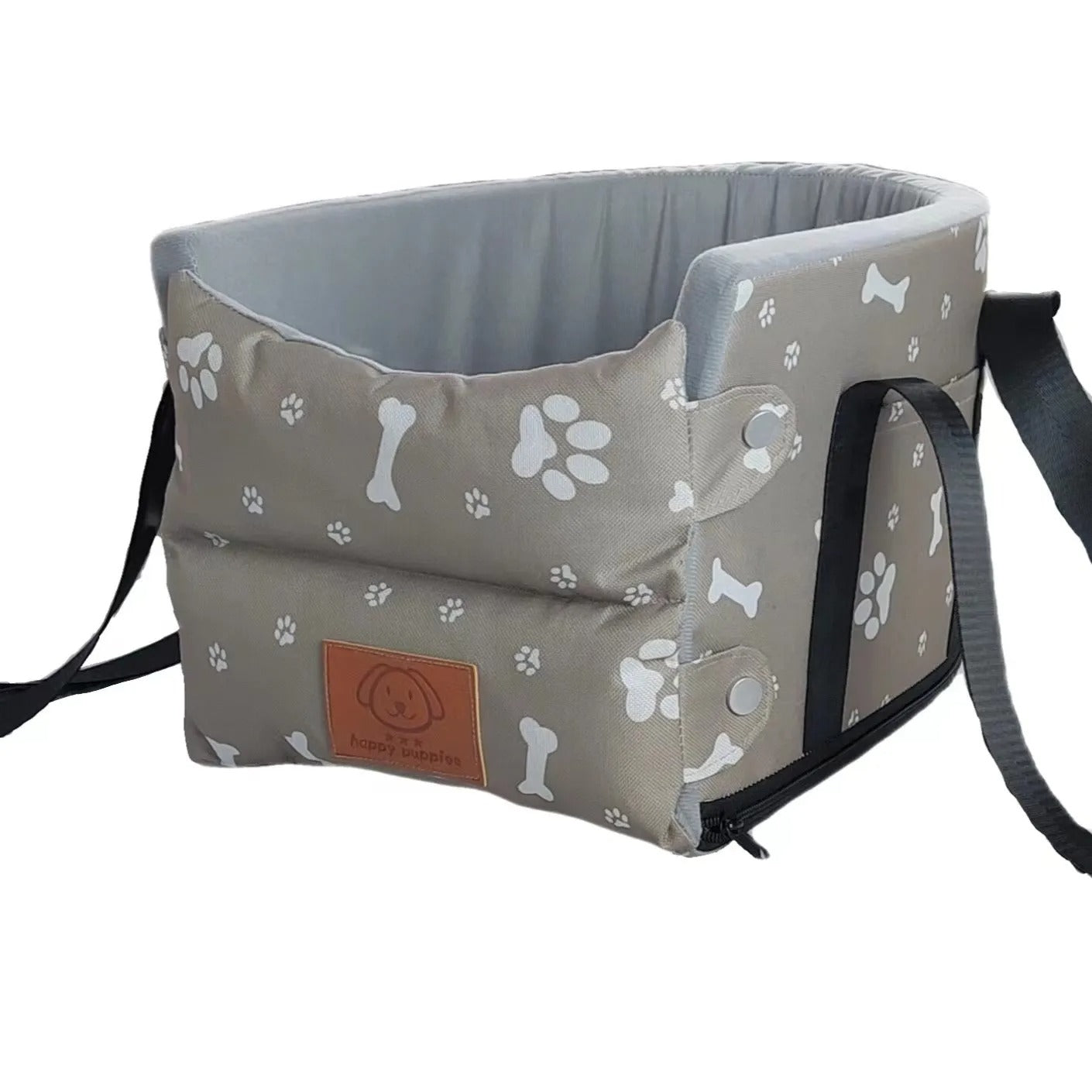 Portable Car Central Dog Seat Bed - Safety Travel Carrier for Small Dogs & Cats - Delicate Leather