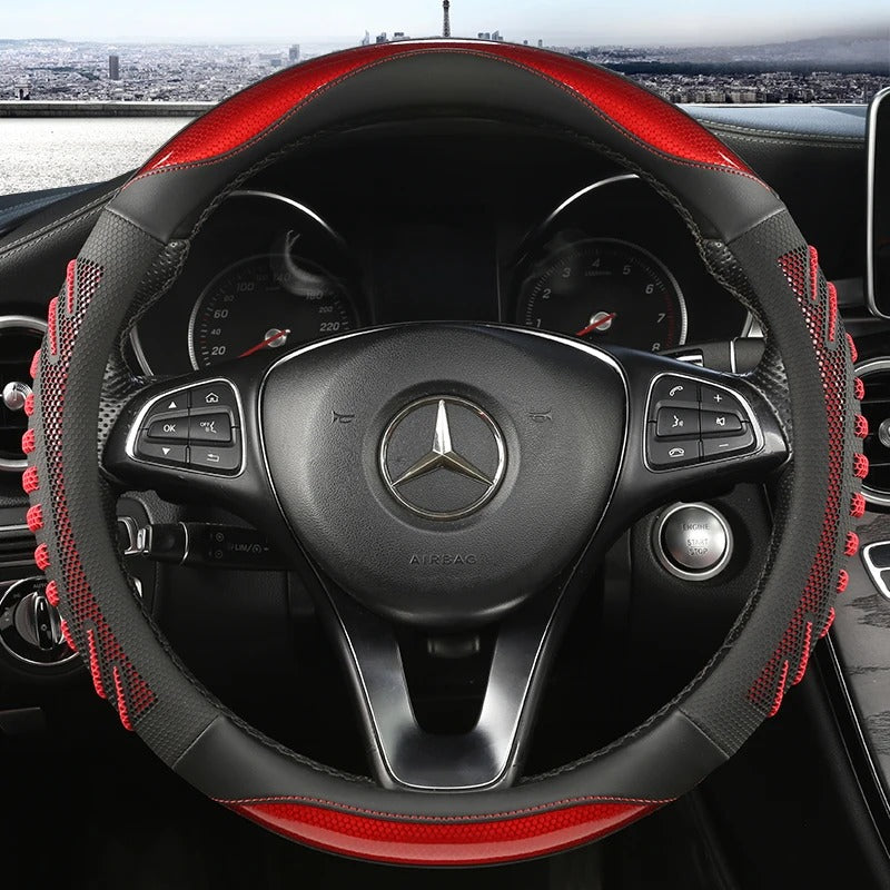3D Honeycomb Leather Steering Wheel Cover – Anti-Slip, Universal Fit for 14.5–15 Inch Wheels | Durable & Breathable Design
