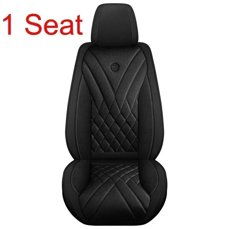 Universal Full Coverage Flax Car Seat Cover - Stylish Protection for Car Models - Delicate Leather