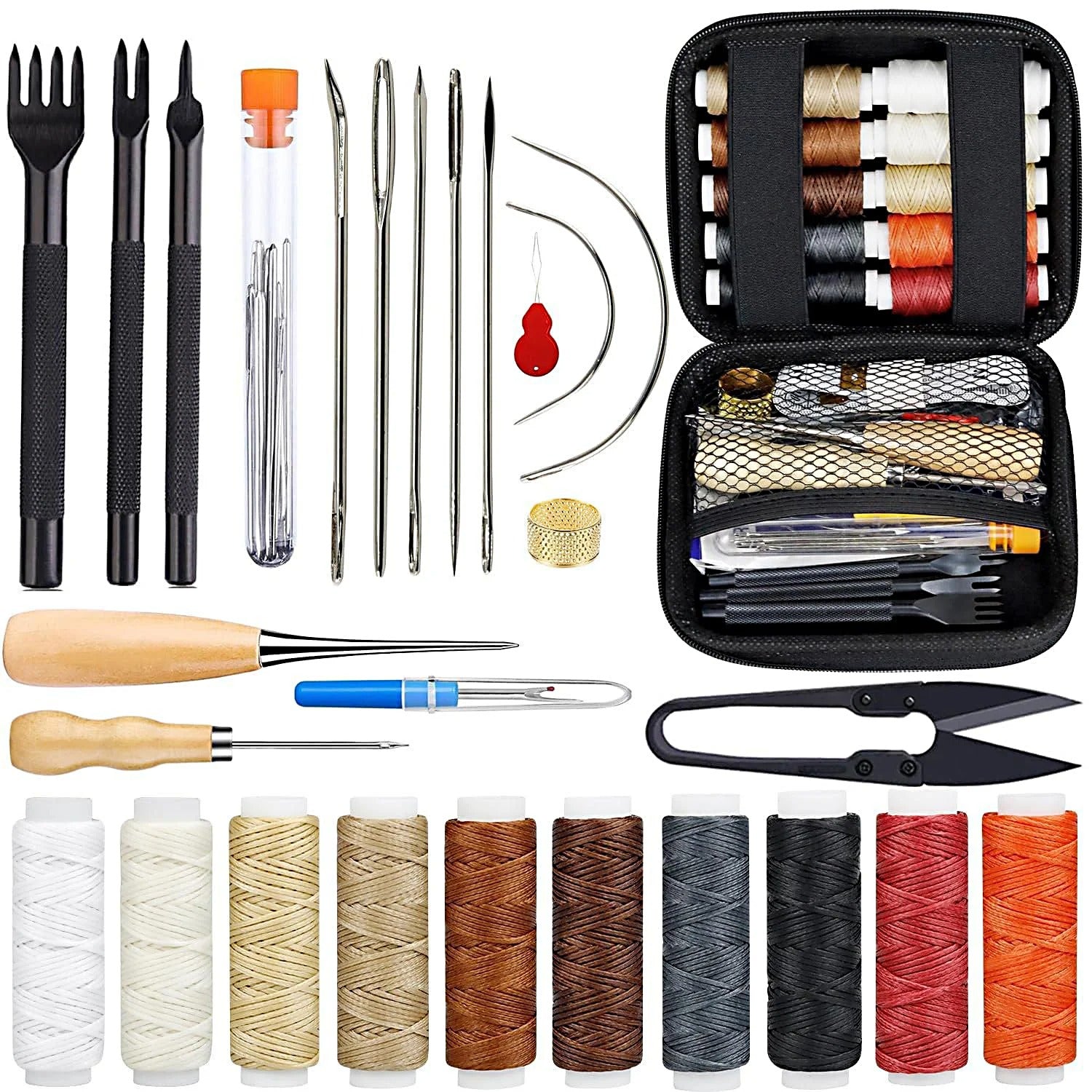 Professional Leather Craft Tools Kit – 3 Sets DIY Leather Cutter & Sewing Stitch Kit - Delicate Leather