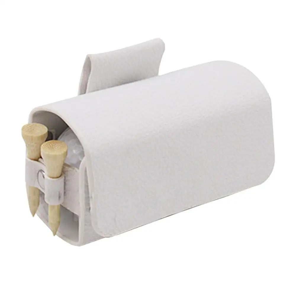 Portable Golf Storage Waist Bag – Fanny Pack with Hanging Clip for Golf Balls & Tees - Delicate Leather