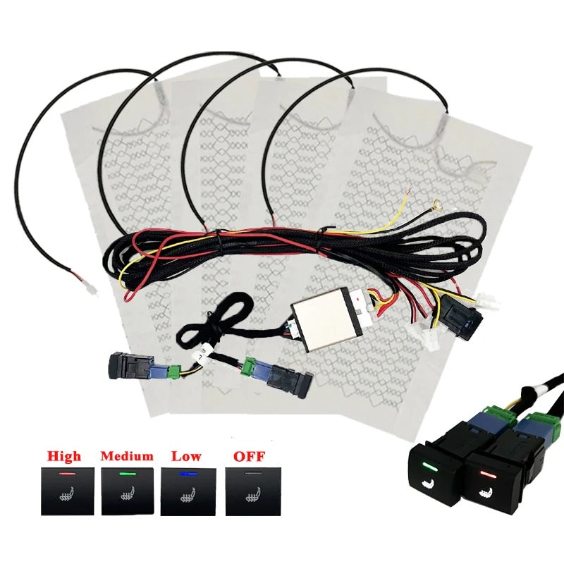 Car Seat Heater Kit for 2 Seats - Carbon Fiber/Alloy Wire Heating Pads with 3-Level Switch