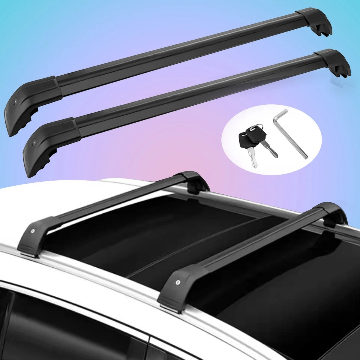 2PCS Roof Rack Crossbars for Mazda CX-90 (2023-2024) - Lockable Aluminum Alloy Roof Rails - Delicate Leather