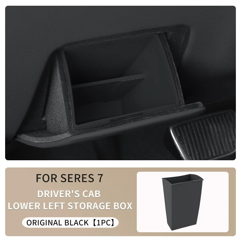 Driver's Cab Lower Left Storage Box – Layered Central Control Organizer for SERES 7 & HUAWEI AITO M7 - Delicate Leather