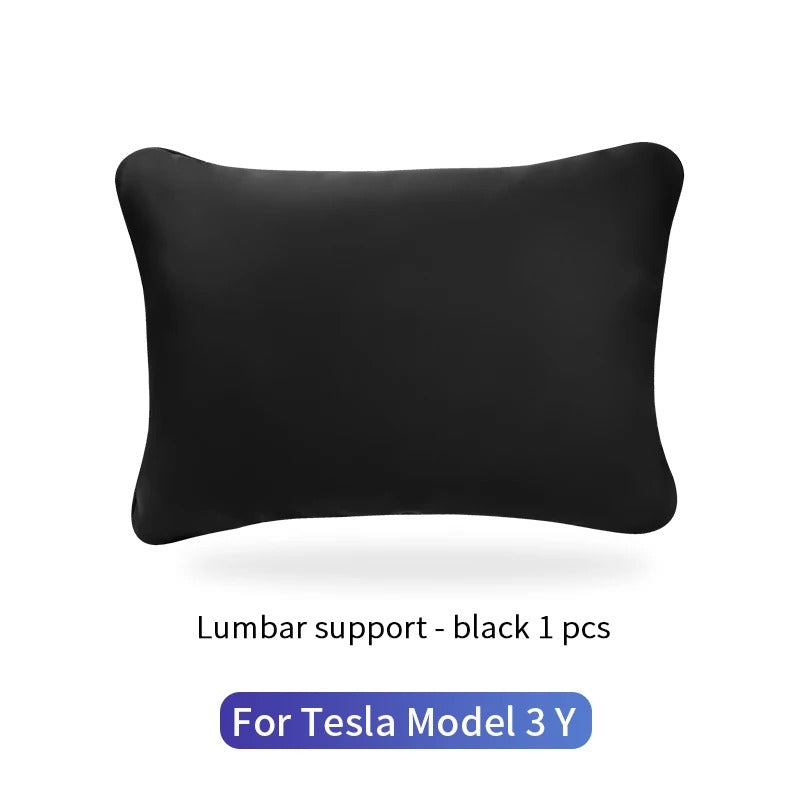 Neck Pillow and Lumbar Support for Tesla Model 3 / Model Y (2018-2024) – Premium Leather Seat Accessories - Delicate Leather