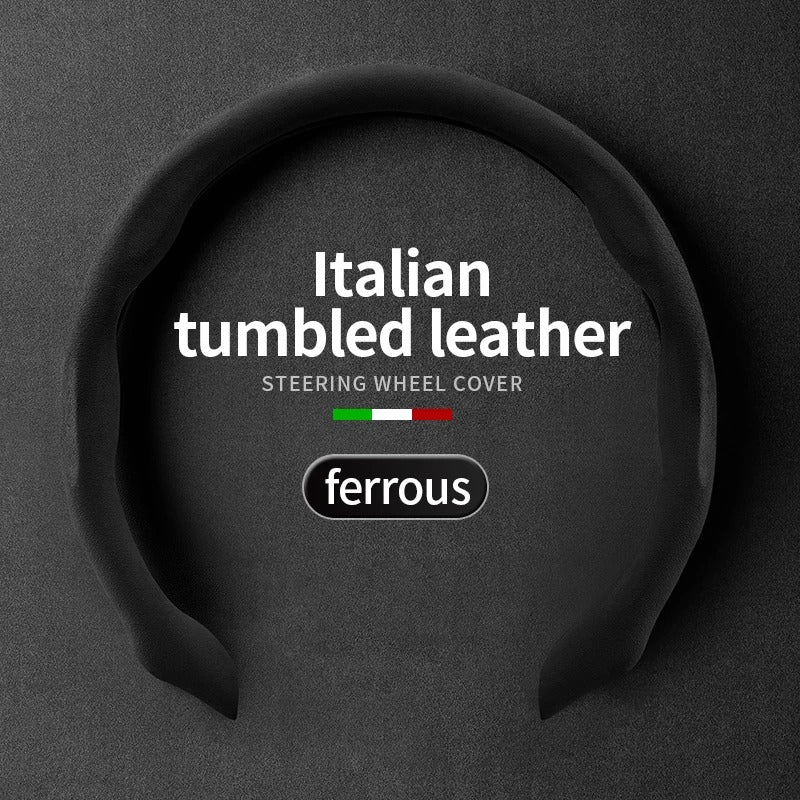 Ultra-Thin Suede Steering Wheel Cover – Sweat-Absorbing & Anti-Slip Handlebar Grip - Delicate Leather