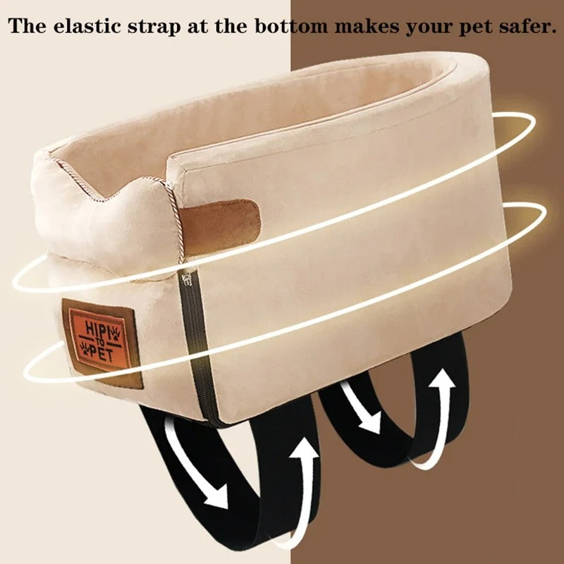 Portable Puppy Dog Car Seat - Central Control Pet Carrier for Small Dogs & Cats - Delicate Leather