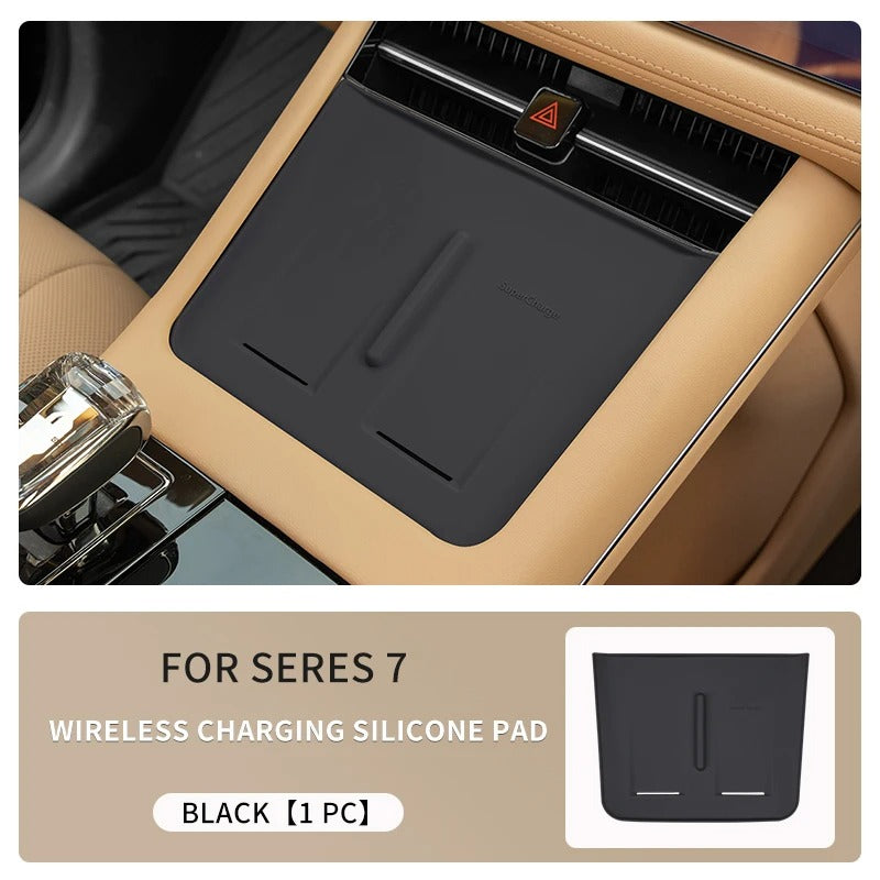Wireless Charging Silicone Pad – Non-Slip Phone Mat for SERES Huawei AITO M7/M5 - Delicate Leather
