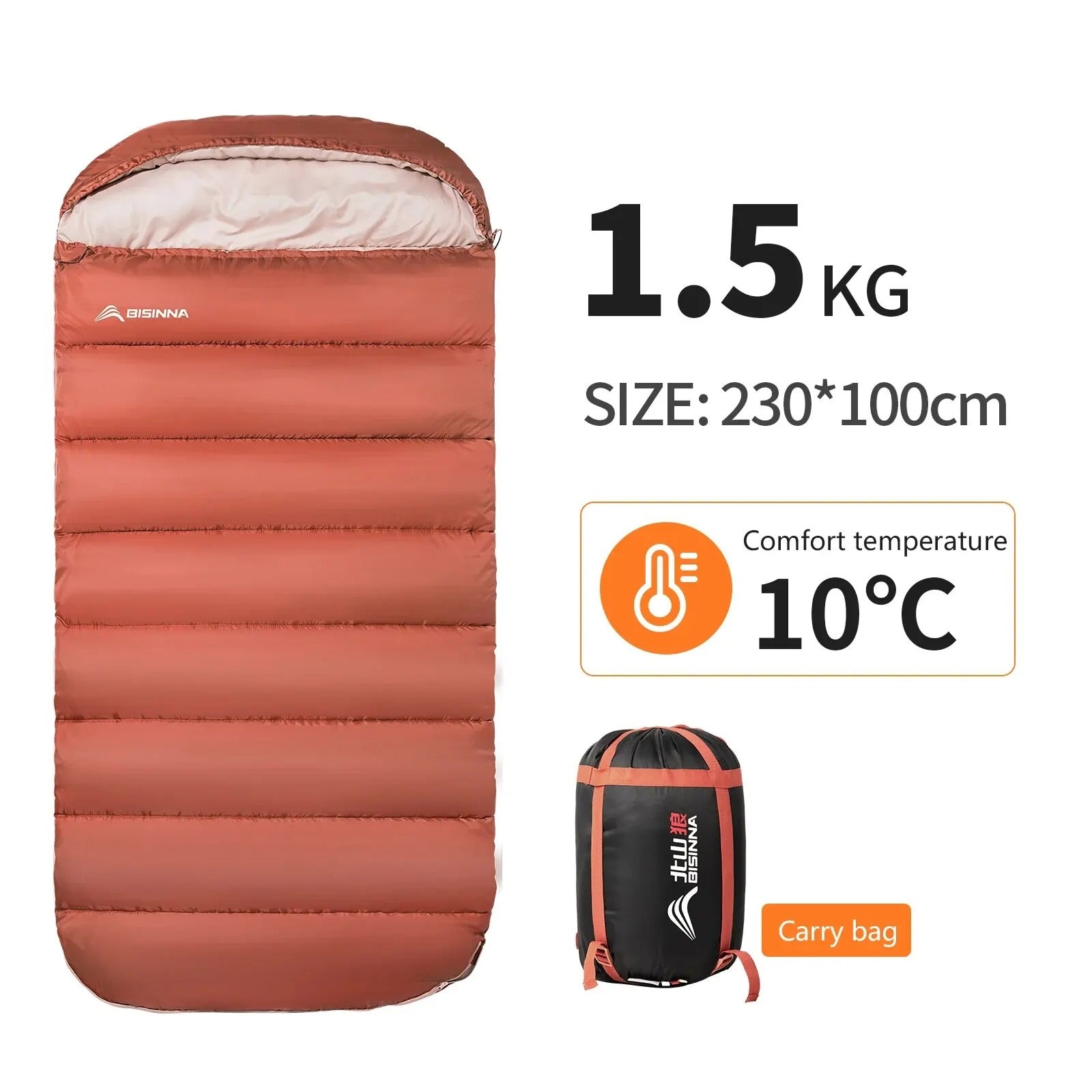 Large Lightweight Camping Sleeping Bag – 3-Season Loose & Wide Design for Adults - Delicate Leather